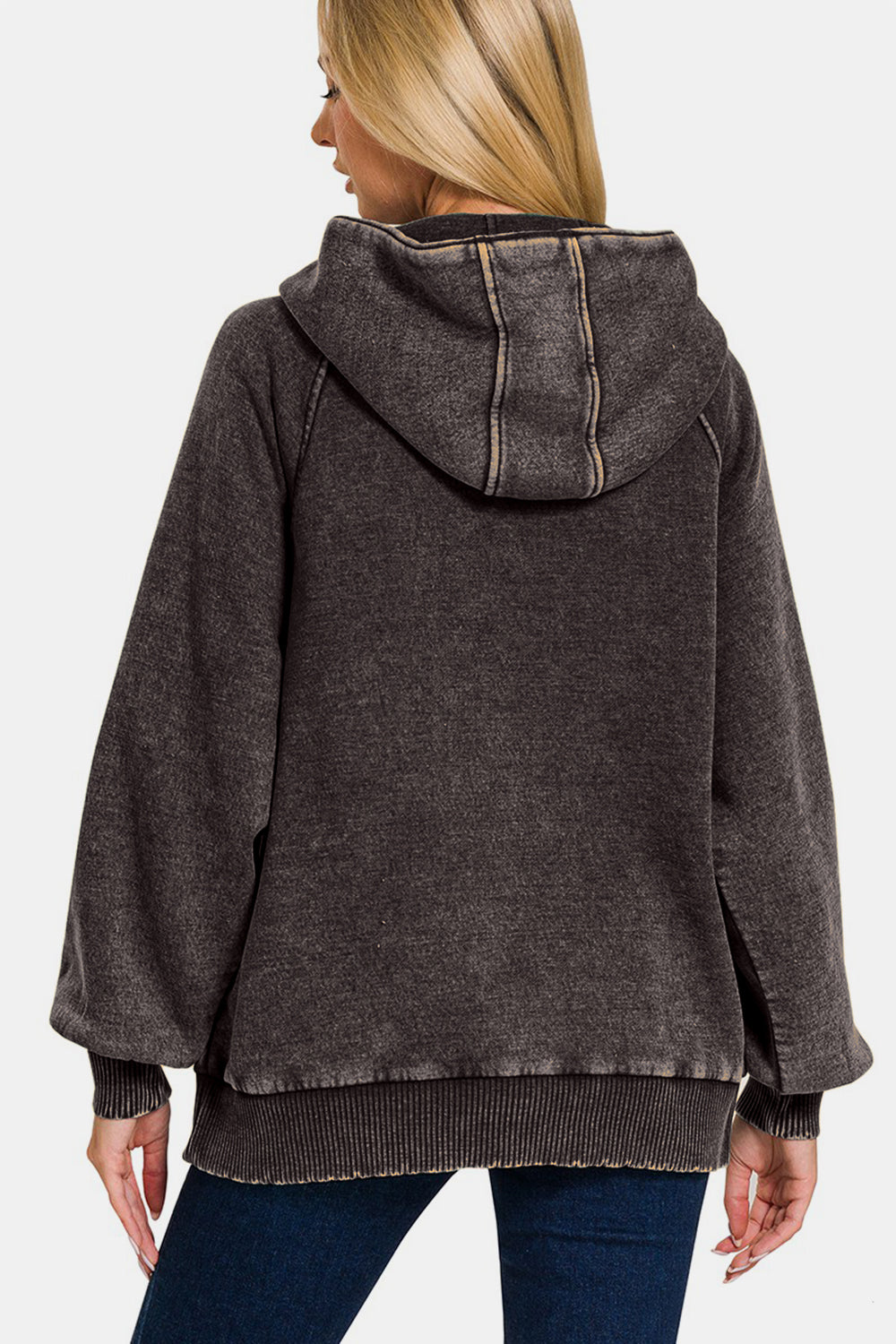 Carmen® | Zenana Acid Wash Fleece Kangaroo Hoodie