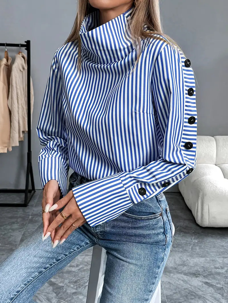 Celeste® | Striped Blouse With High Neck