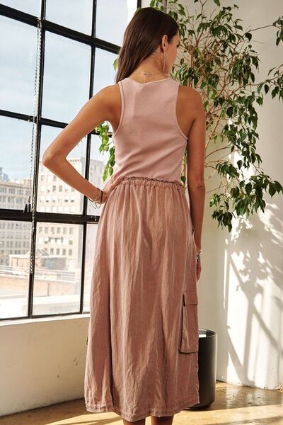 Elisa® | Sleeveless washed dress with drawstring