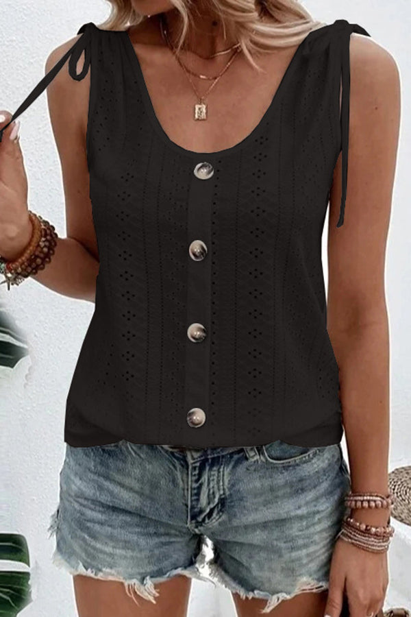 Cleo® | Sleeveless T-shirt with buttons and cut-out details
