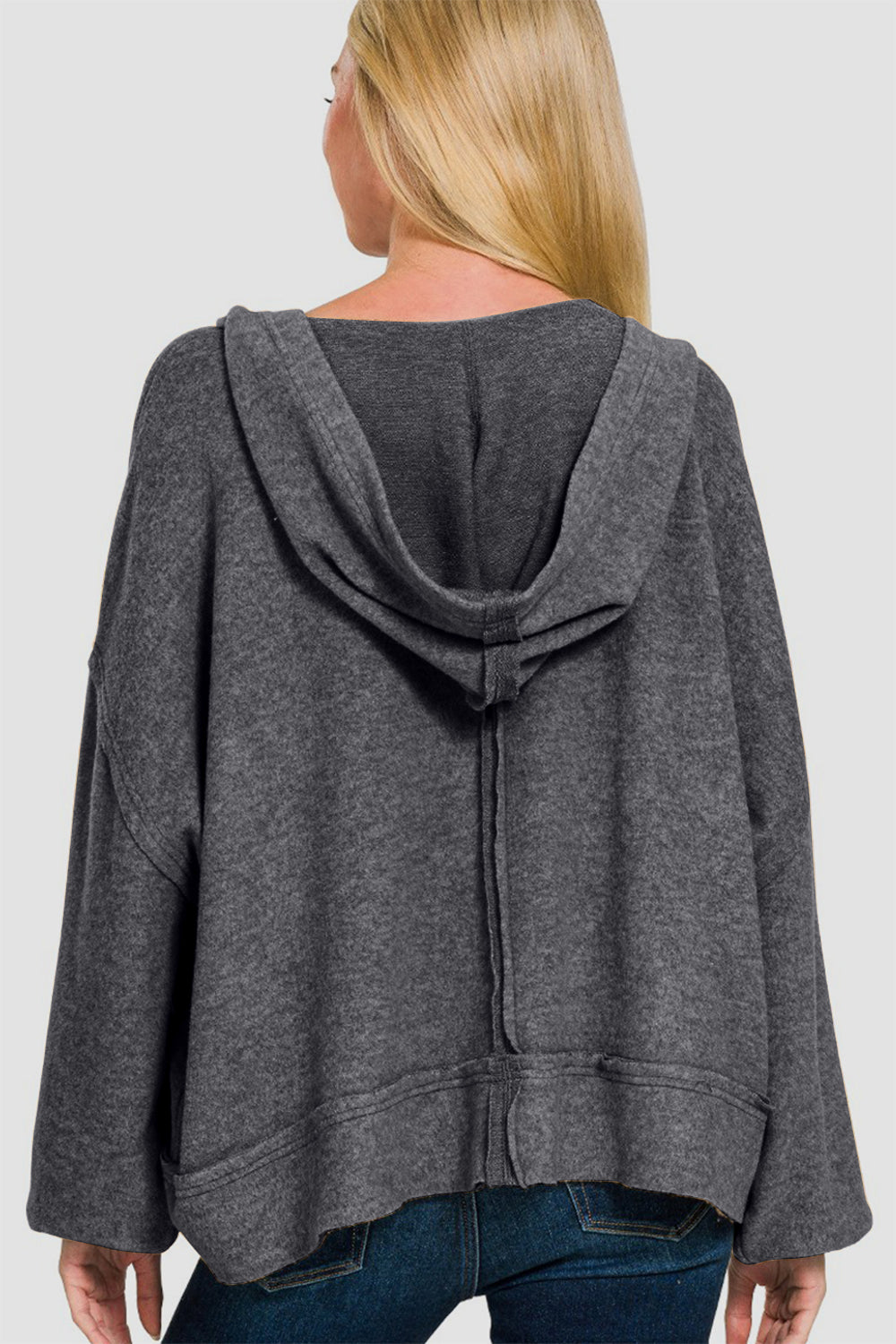 Edith® | Zenana brushed Hacci hoodie with exposed seams