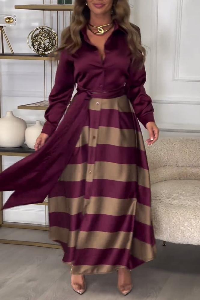 Celeste® | Dress Soft Touch Striped Maxi Dress with Belt