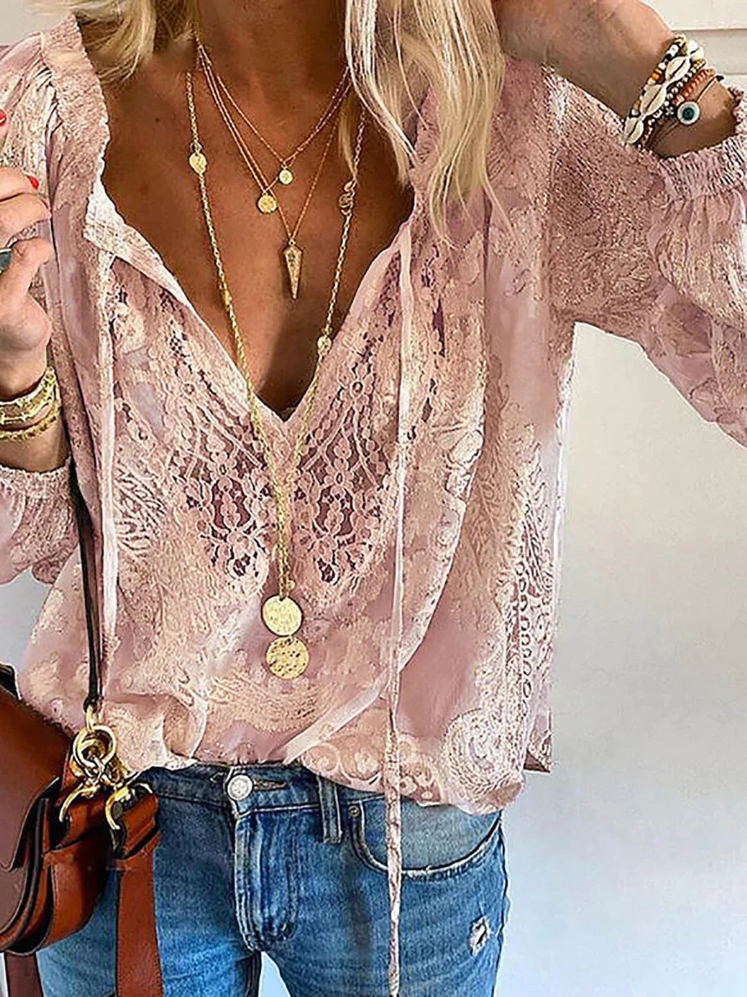 Bucich® | V-Neck Lace Chiffon Blouse
