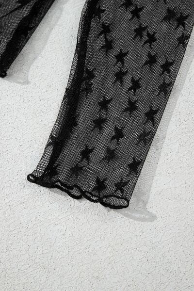 Aurora® | Transparent blouse with a star crew neck and long sleeves