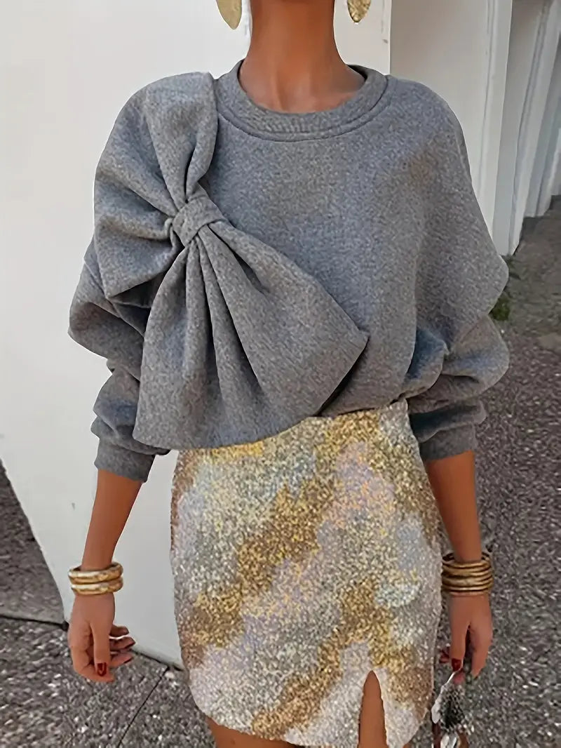 Blythe® | Oversized cotton sweater with bow