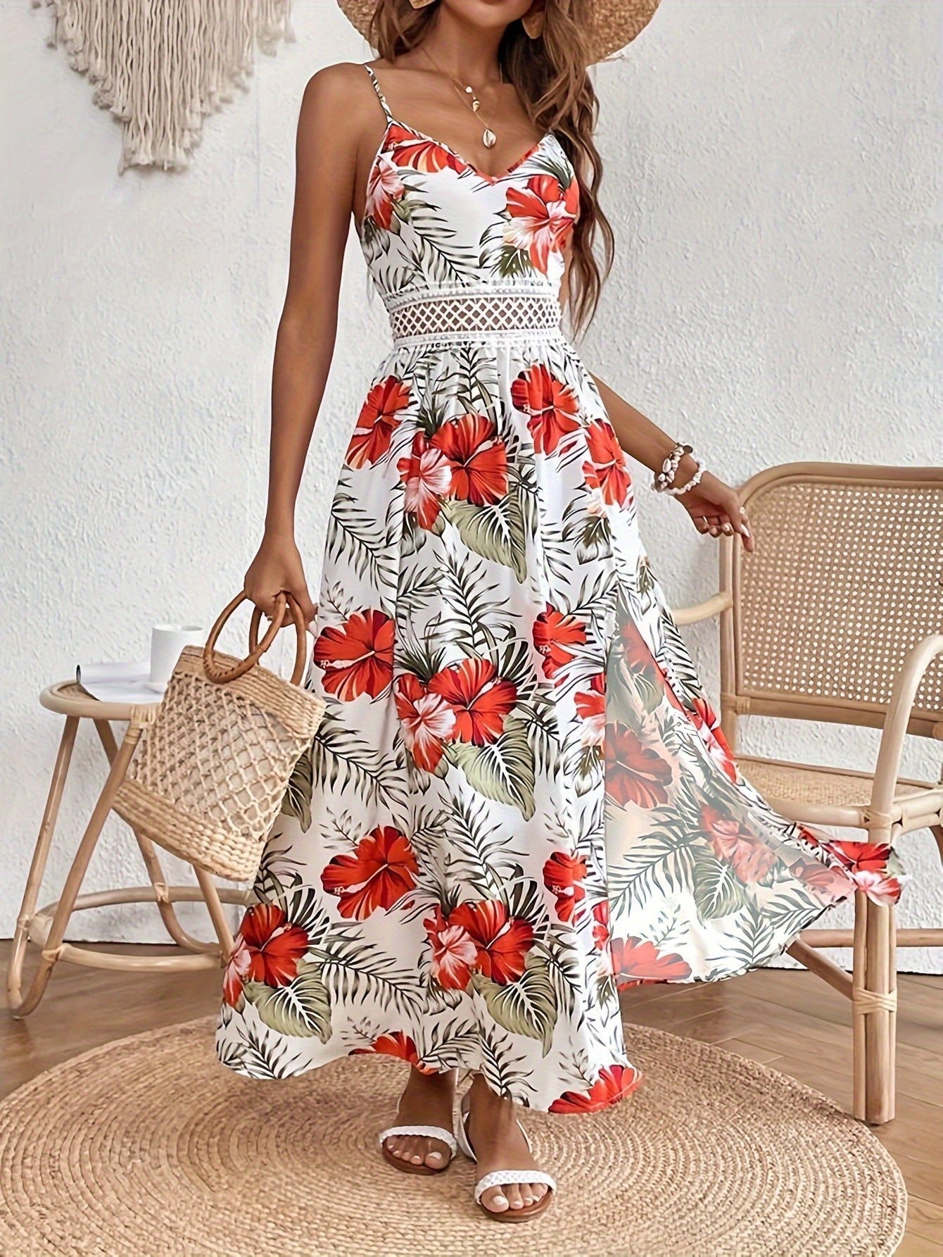 Elda® | Floral maxi dress with spaghetti straps
