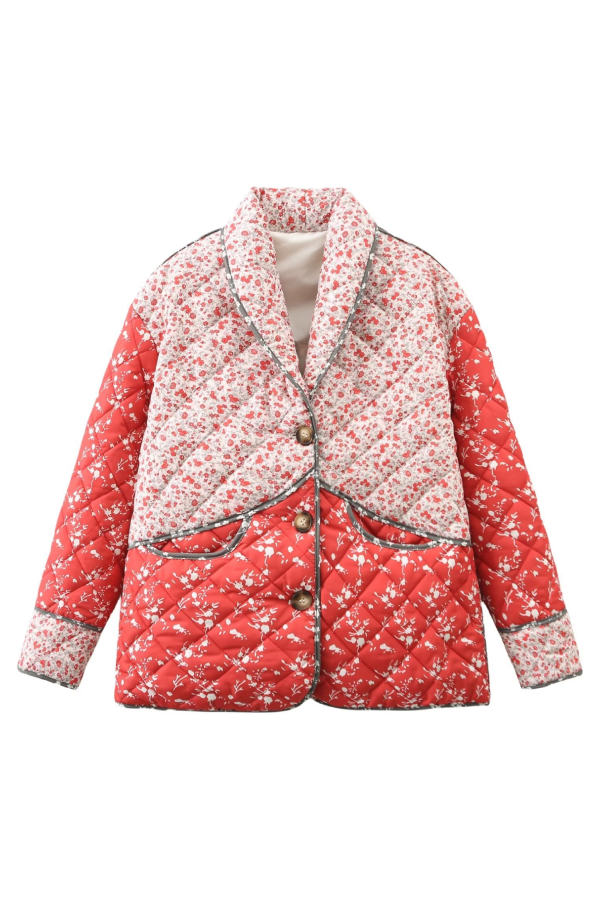 Amira® | Printed Contrasting Color Stitching Cotton Jacket