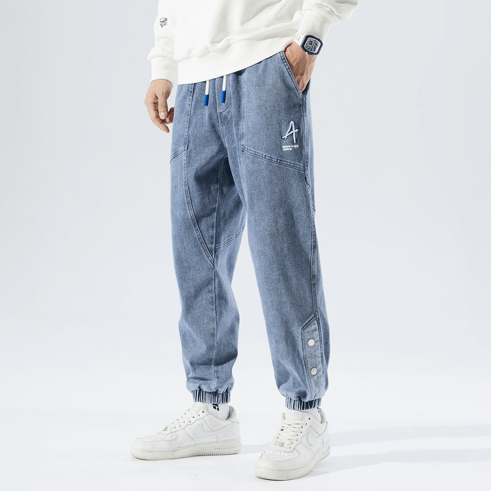 Men’s Jogger Pants – Relaxed Fit – Denim Style – Drawstring Waist – Elastic Cuffs