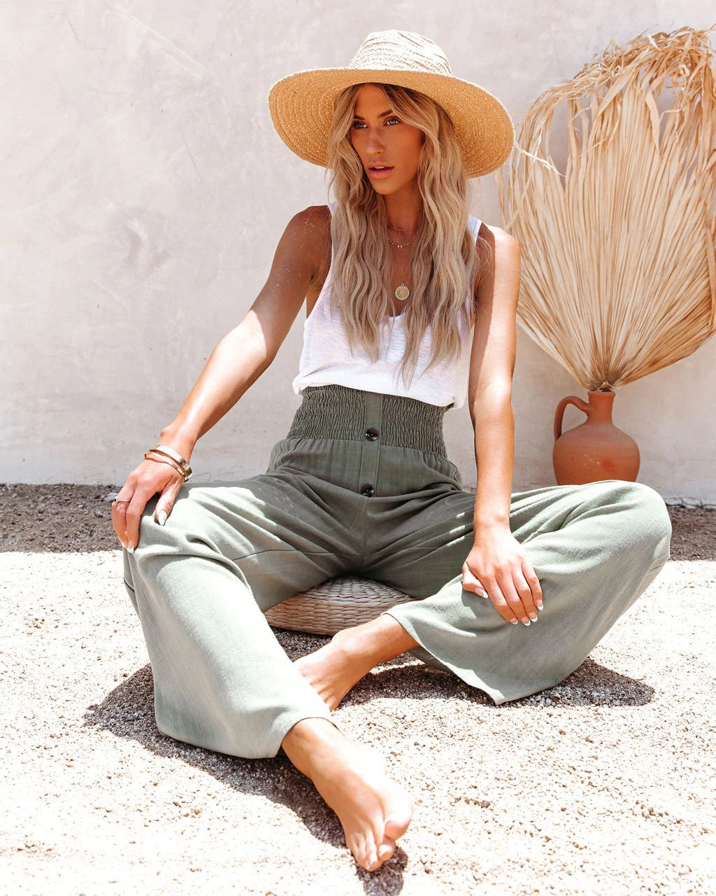 Dominique® | High Waist Linen Trousers