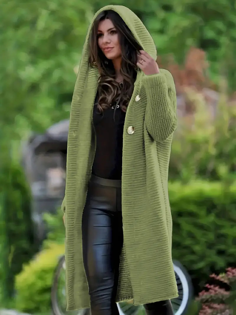 Cristina® | Long knitted cardigan with hood