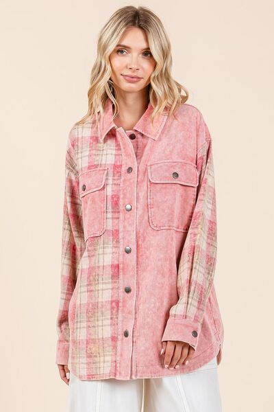 Carla® | Checked jacket with button placket and dropped shoulders
