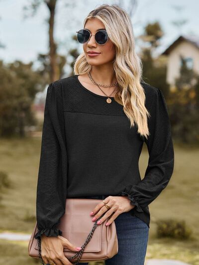 Brenda® | Top with flounced sleeves and round neckline