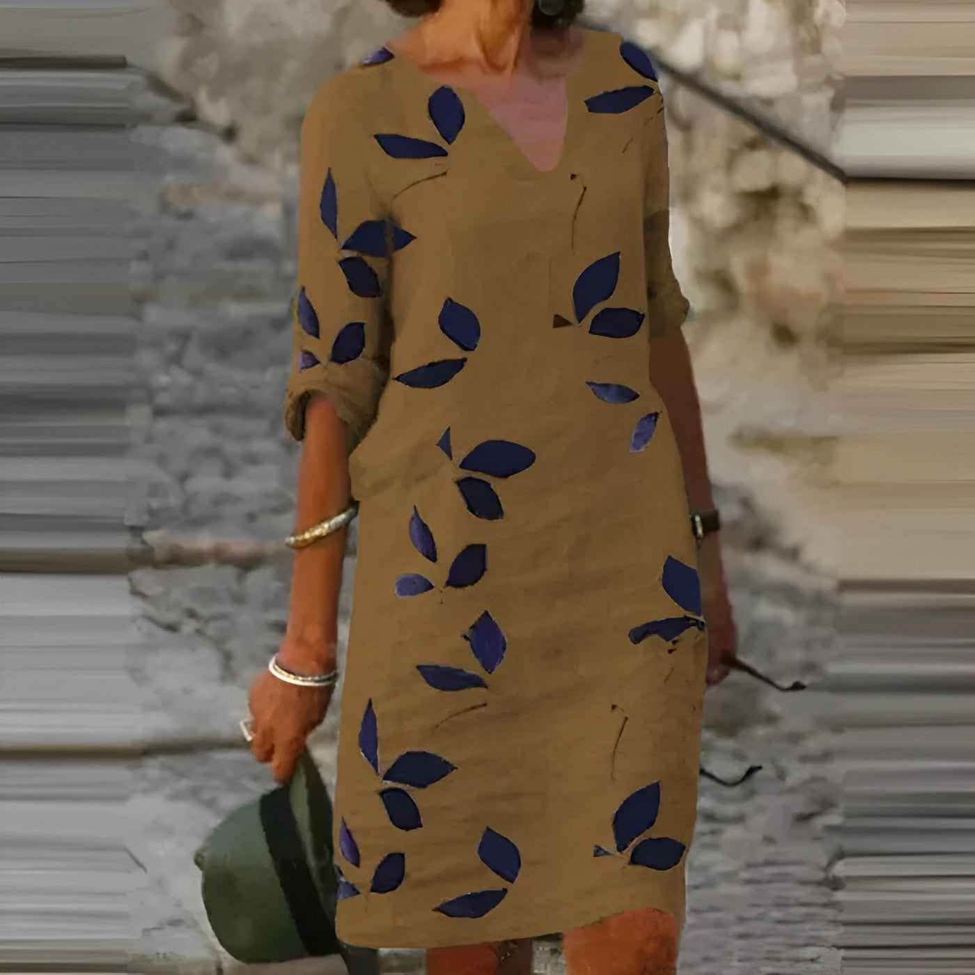 Kylie | Elegant Leaf Print Dress for Sophisticated Women
