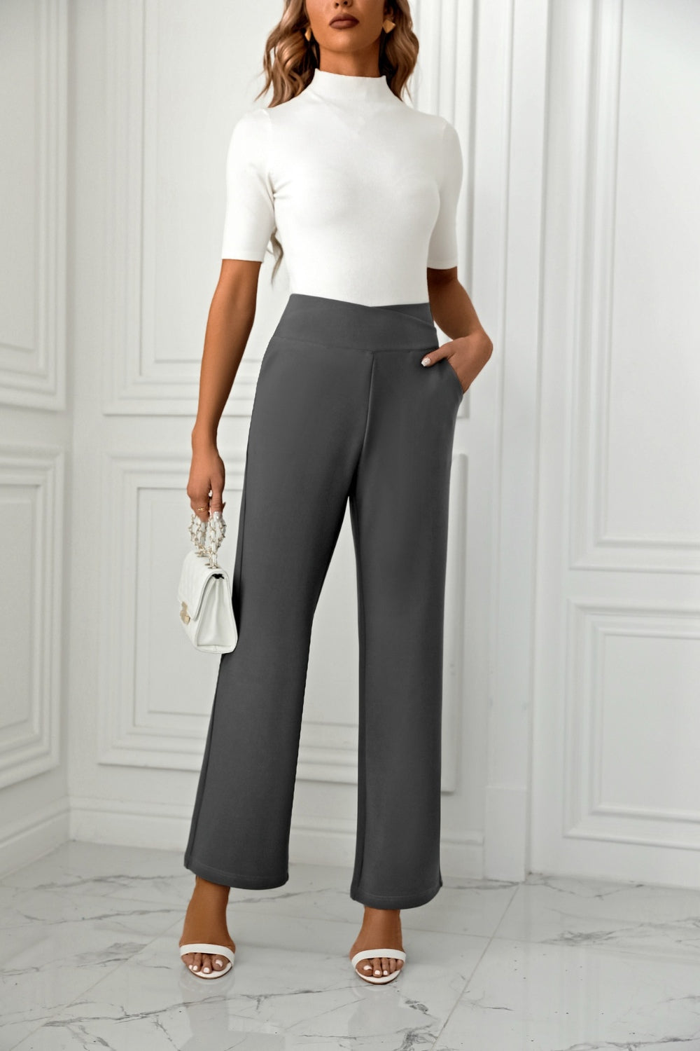 Ava® | Straight leg trousers with high waist