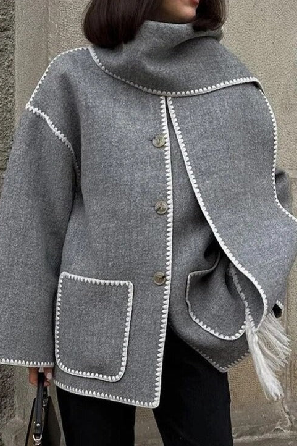 Bianca® | Scarf-Neckline Felt Woolen Coat