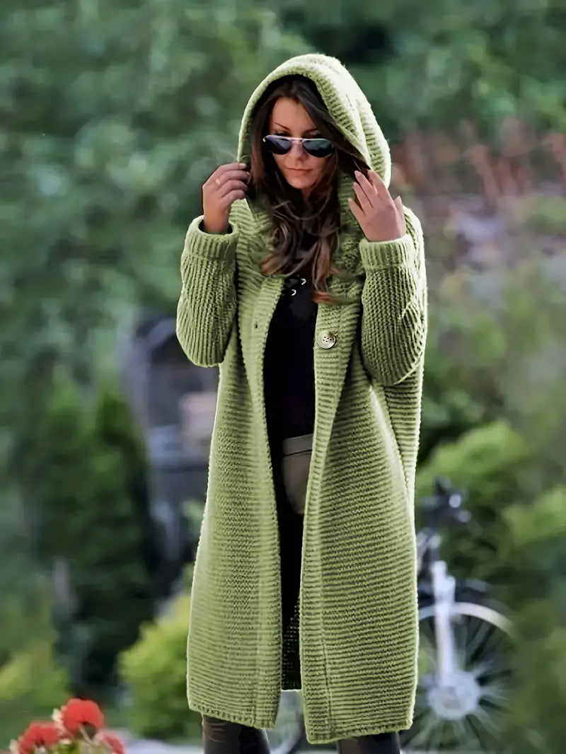 Cristina® | Long knitted cardigan with hood