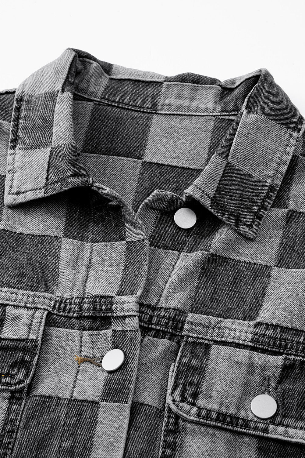 Alicia® | Checked denim jacket with buttons