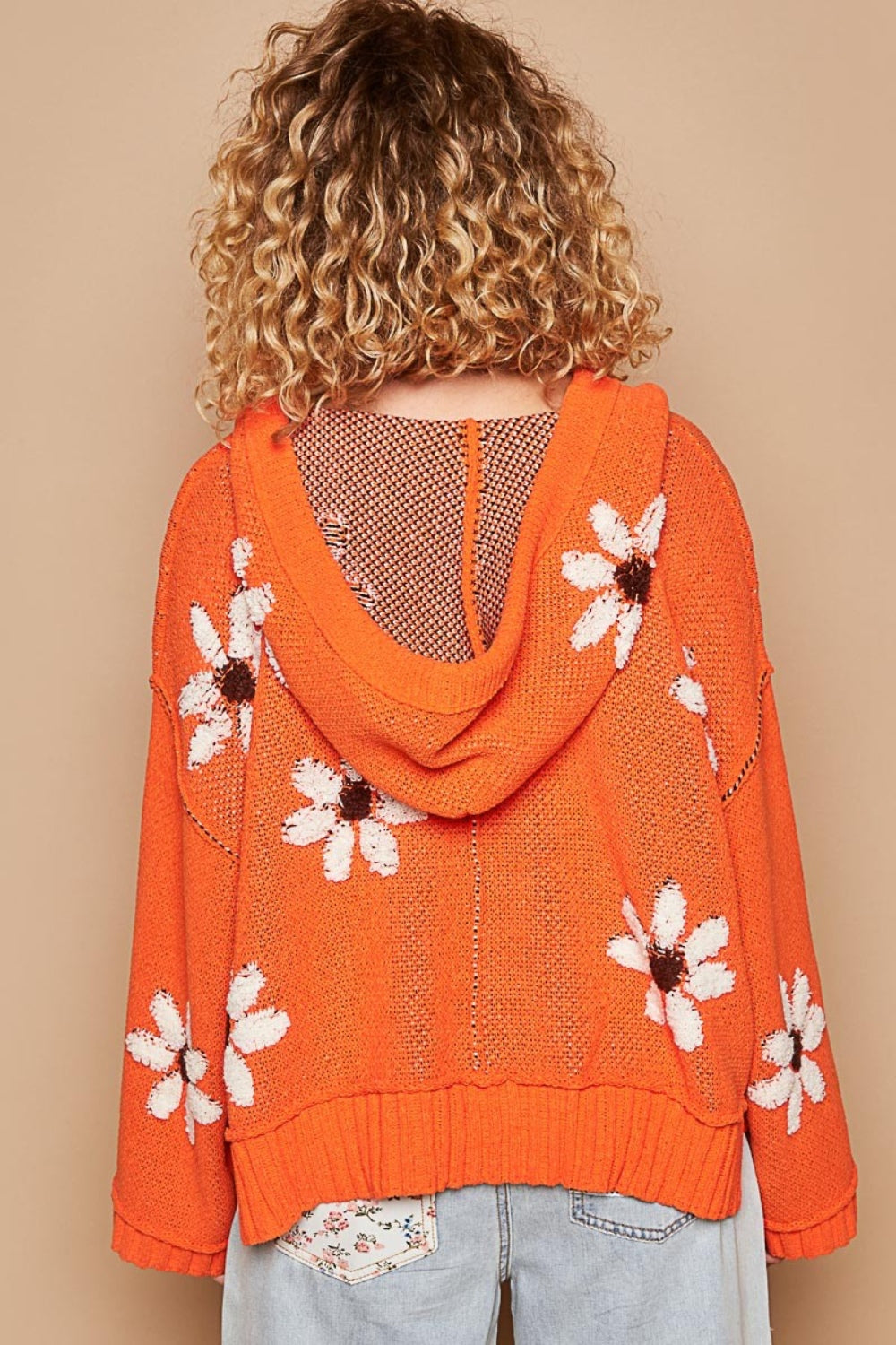 Annika® | High-low hooded sweater with floral pattern