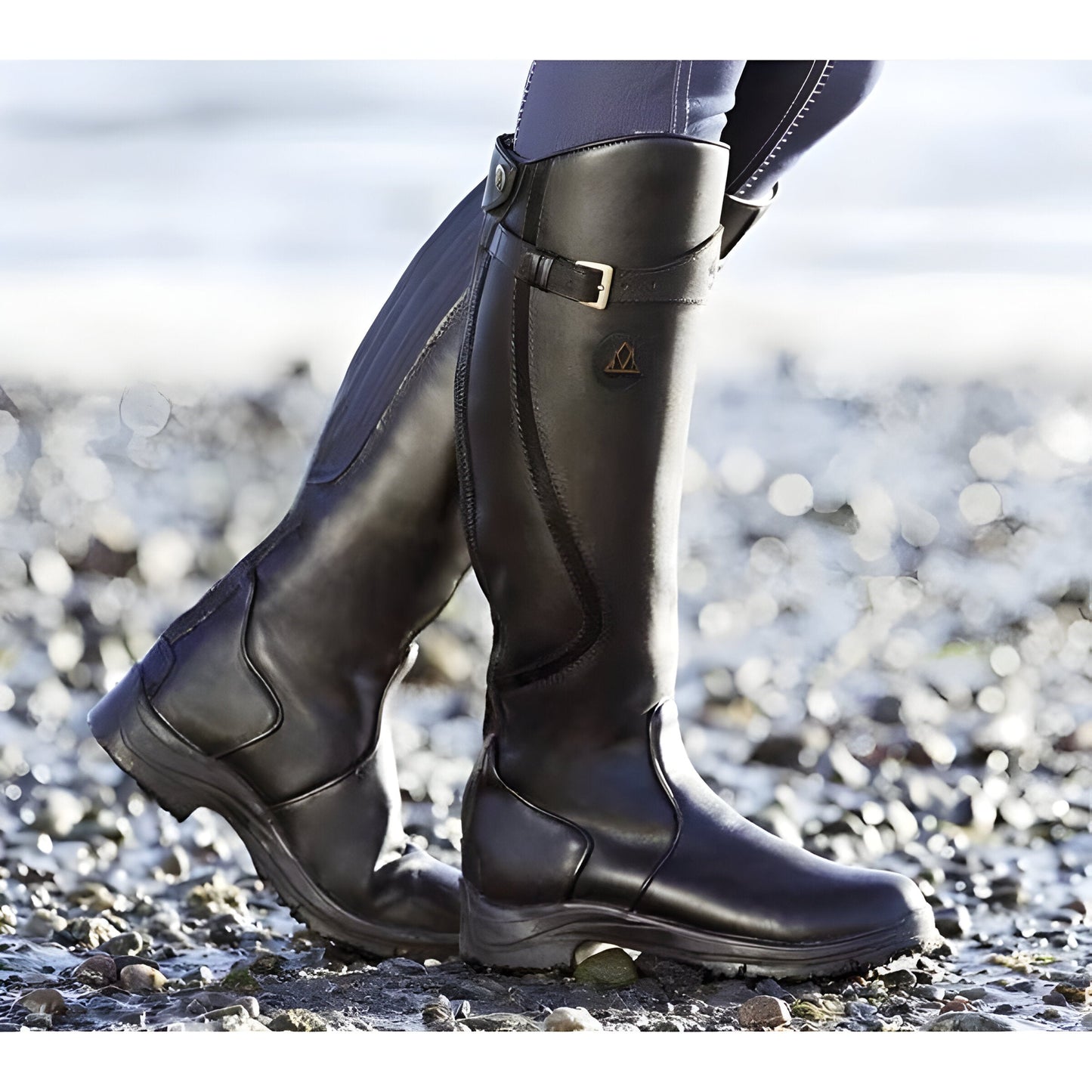 Marcia | Women's Knee High Flat Riding Boots with Buckle Detail