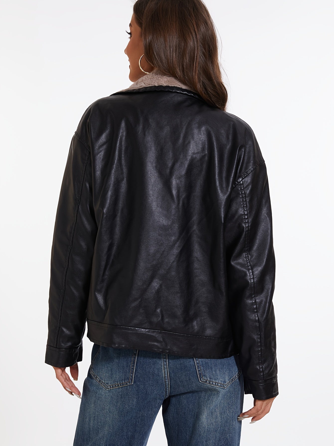 Denise® | Fleece lined PU leather jacket