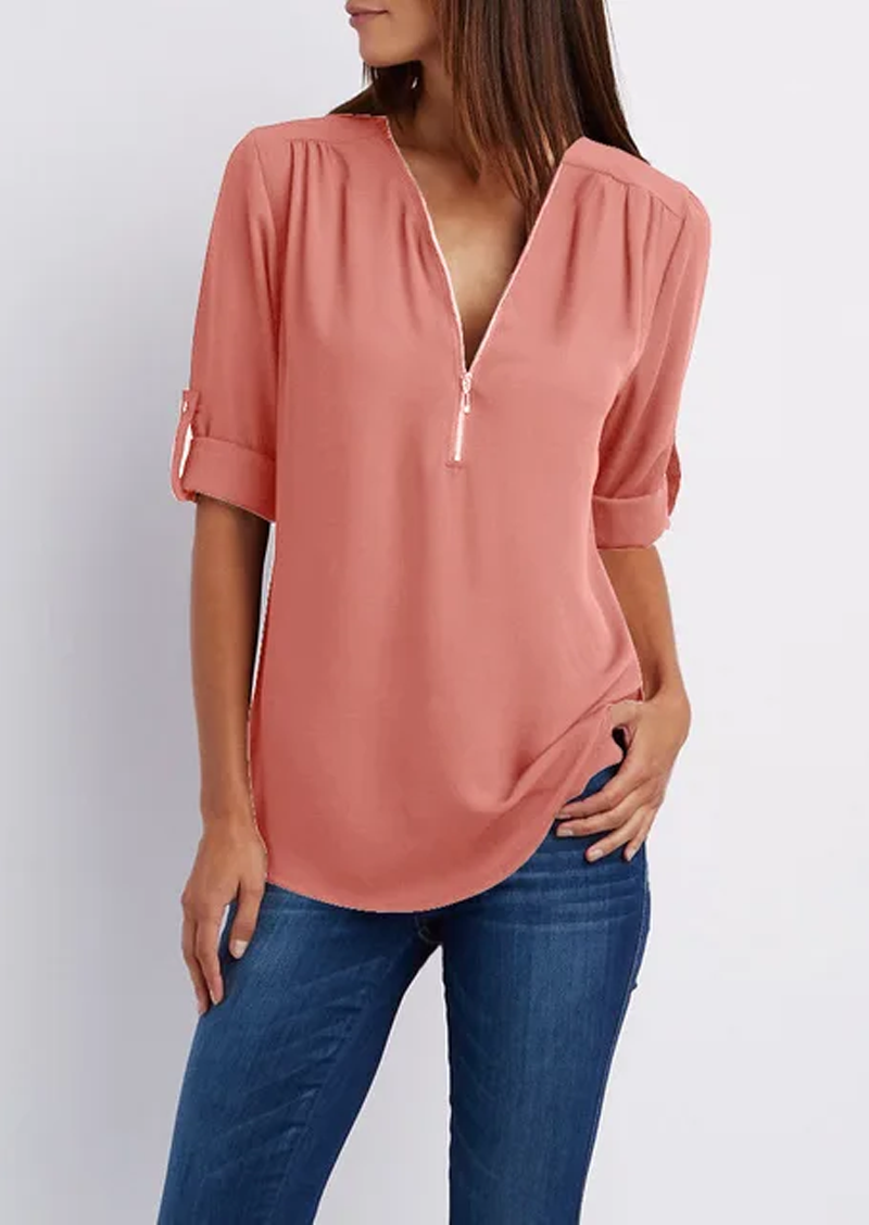 Breanna® | Chiffon Blouse With Zipper