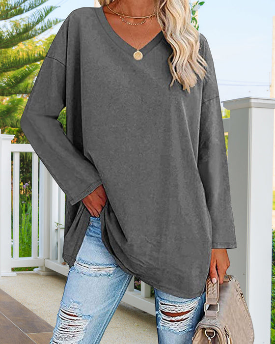 Briham® | Colorful Women'S Blouse With Long Sleeves And V-Neck