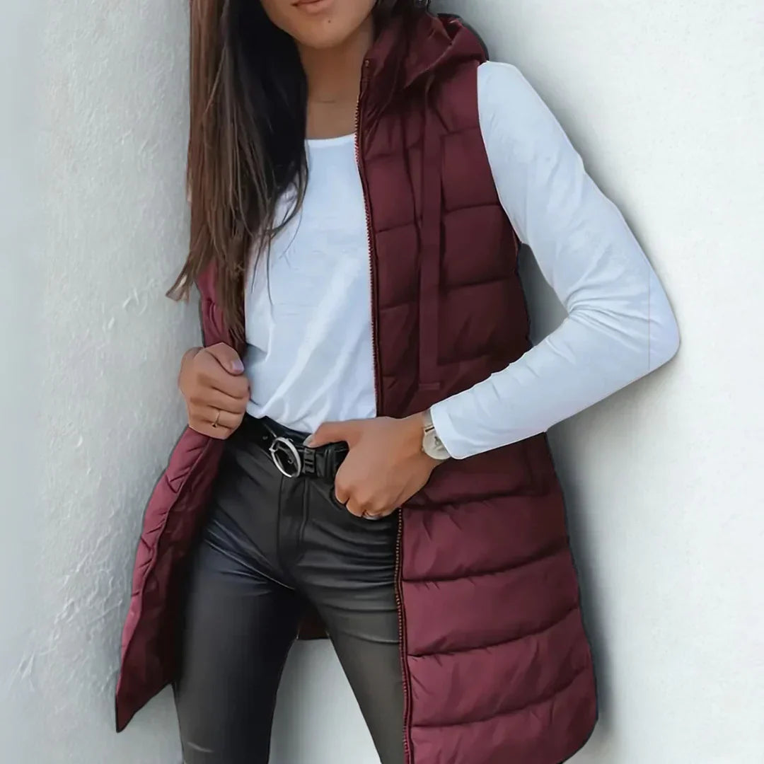 Dolores | Casual sleeveless hooded puffer vest