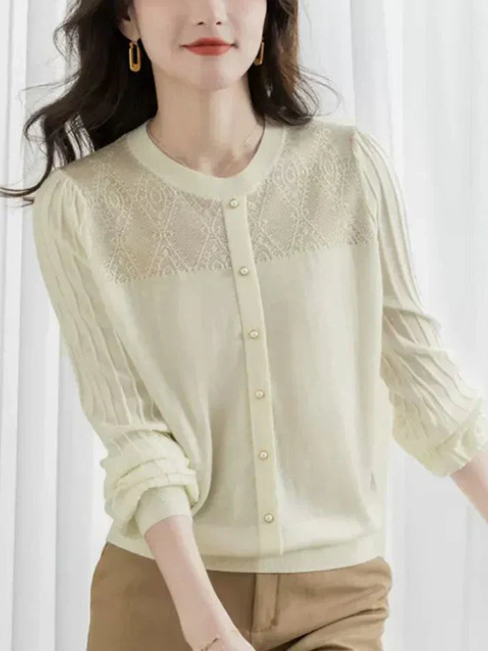 Bryiah® | Long Sleeve Round Neck Blouse