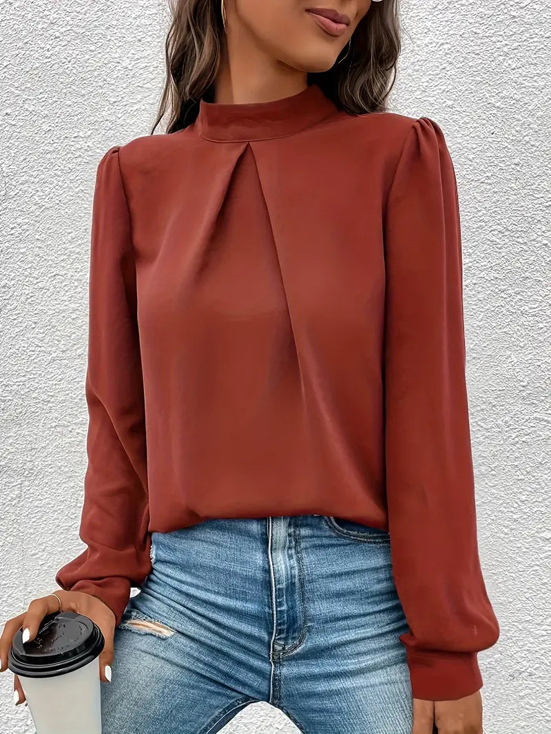 Brownlee® | Simple, Elegant Blouse With A Turtleneck And Puff Sleeves