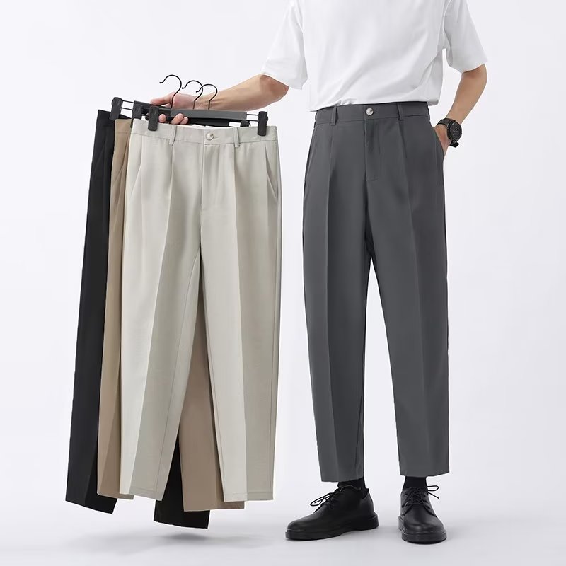 Stan | Men's High-Waisted Pleated Cropped Pants