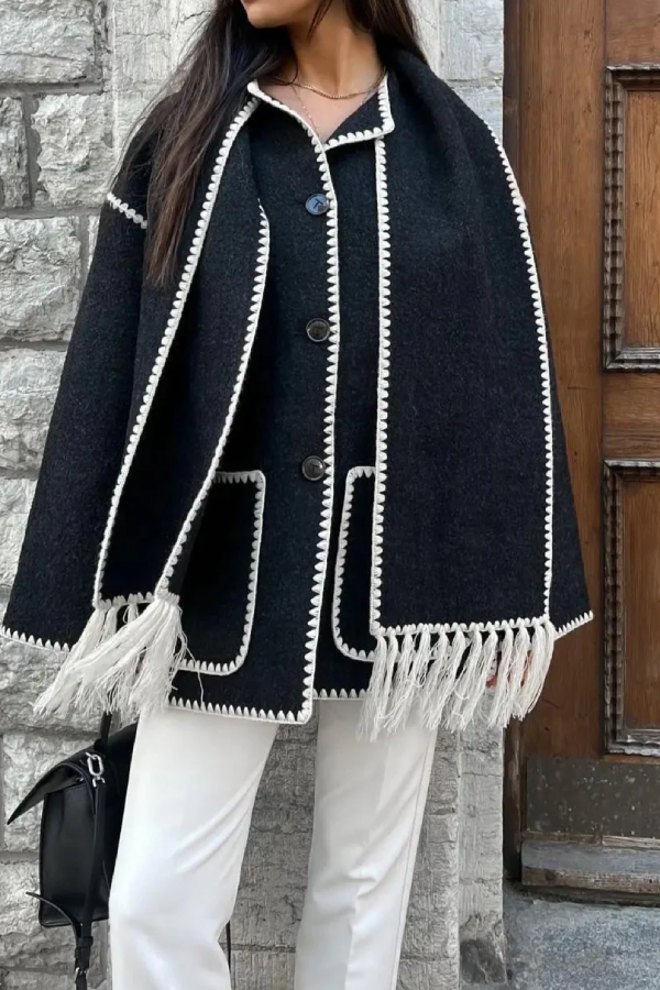 Bianca® | Scarf-Neckline Felt Woolen Coat