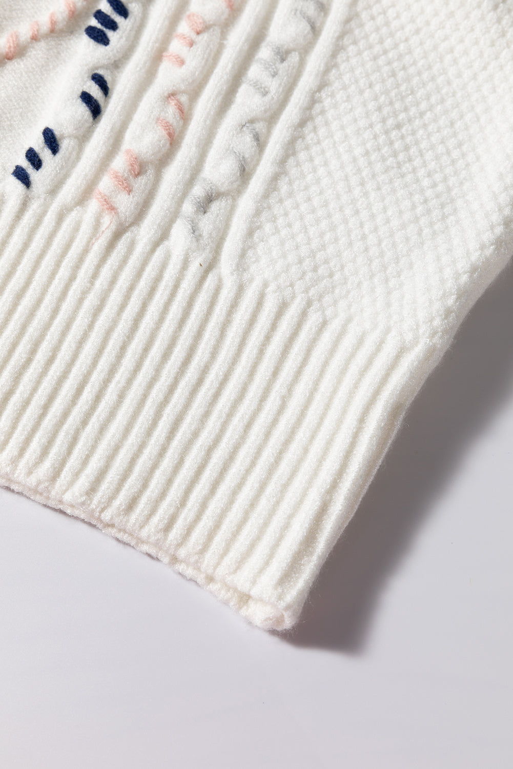 Bianca® | Half-sleeved sweater with cable knit and crew neck