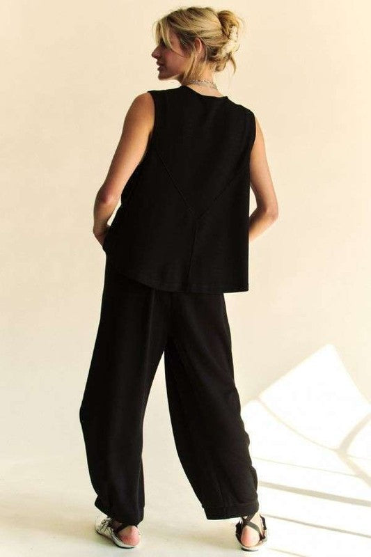 Agustina® | Tank top and pants set with a crew neck and drawstring hem