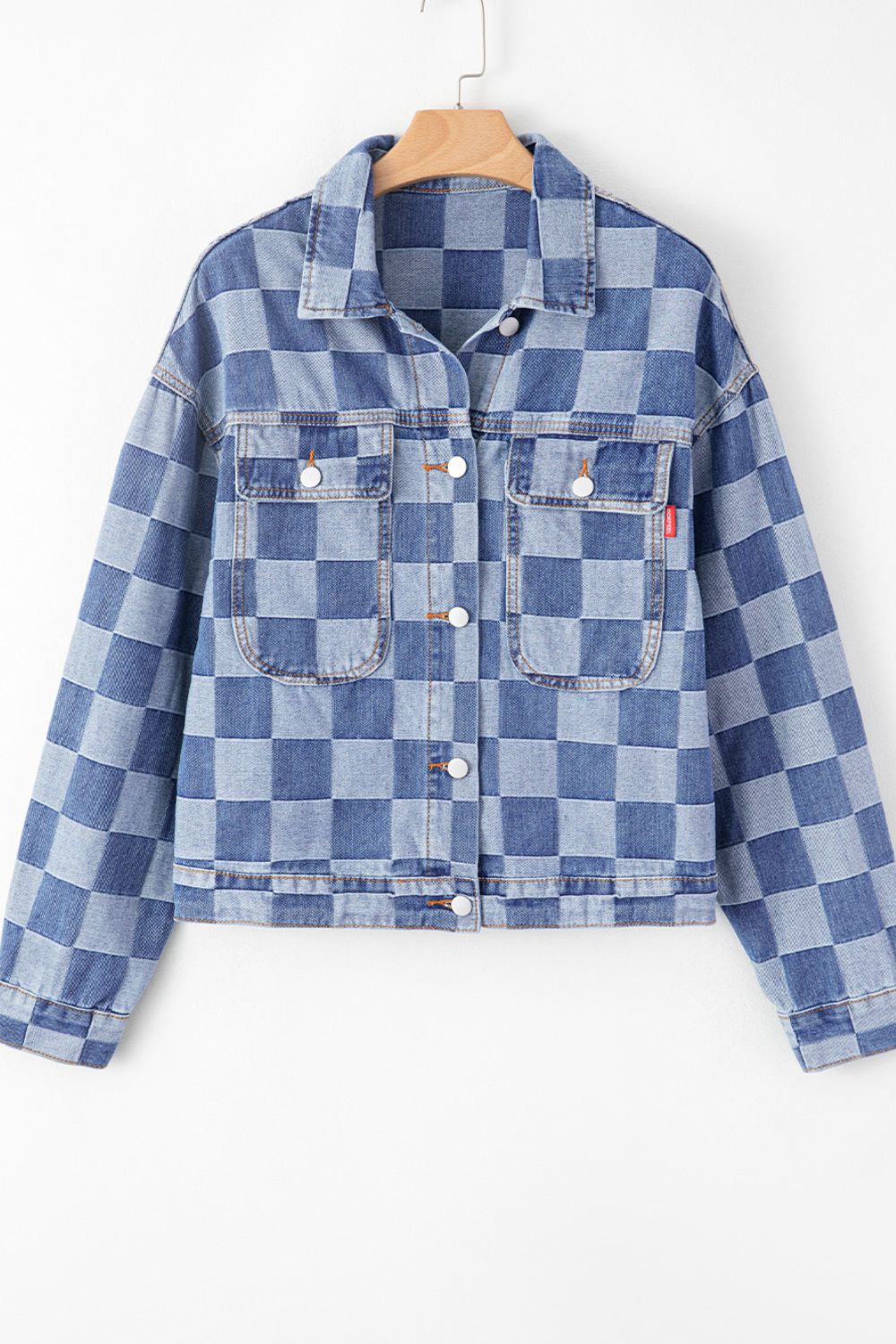 Alicia® | Checked denim jacket with buttons