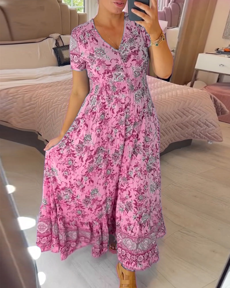 Cristina® | Floral print V-neck dress