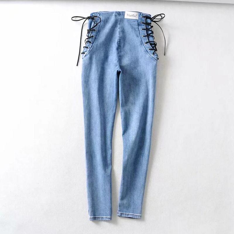 Elda® | Jeans vintage high-waist lace-up skinny jeans for women