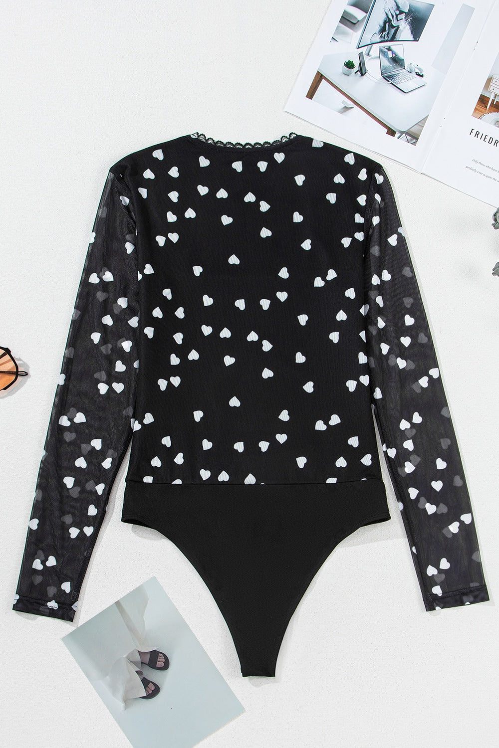 Bianca® | Long-sleeved bodysuit with a sweetheart neckline and a square neckline
