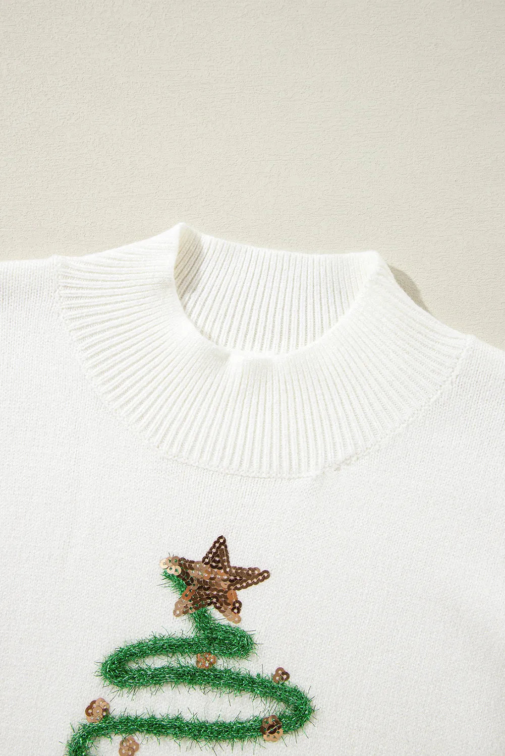 Blanca® | Short-sleeved sweater with sequins and stand-up collar