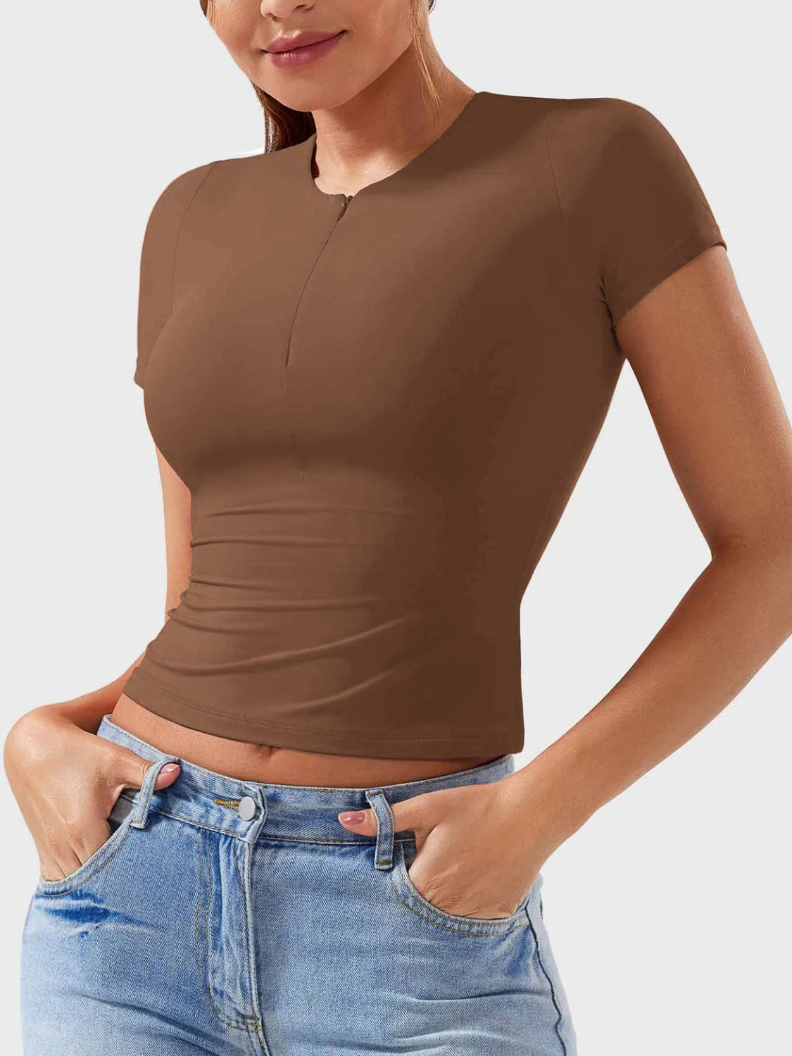 Elena® | Short sleeve half zip t-shirt
