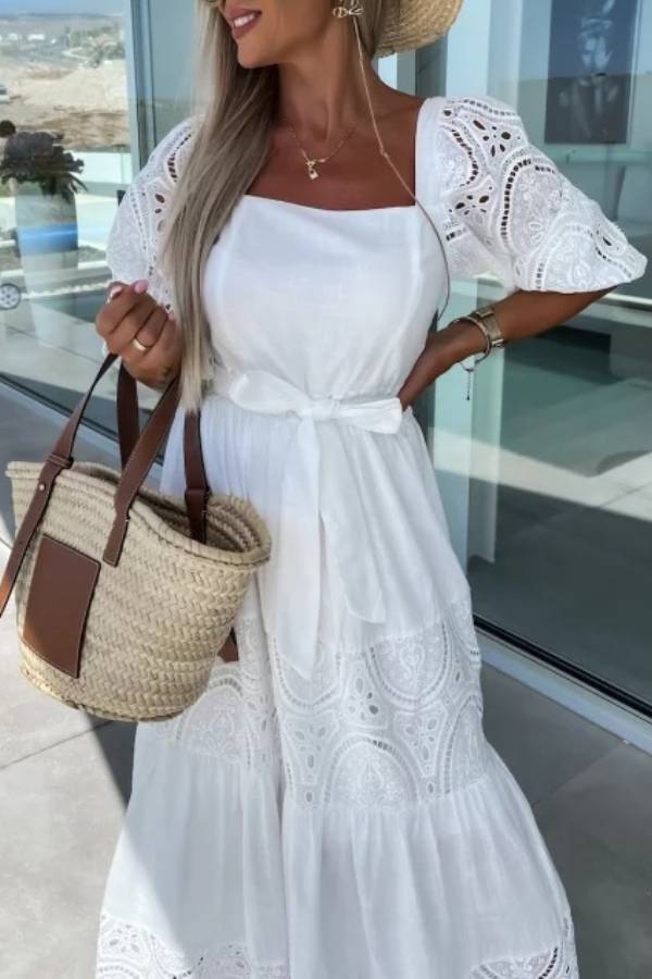 Diana® | Loose, hollow long lace skirt