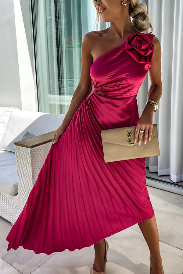 Mandy | Elegant Shoulder Pleated Dress