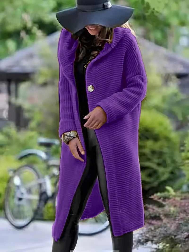 Cristina® | Long knitted cardigan with hood