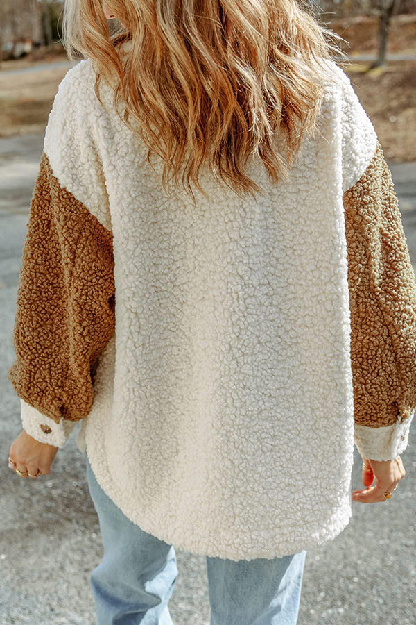 Daniela® | Autumn and winter long-sleeved double-pocket color-block loose fur coat