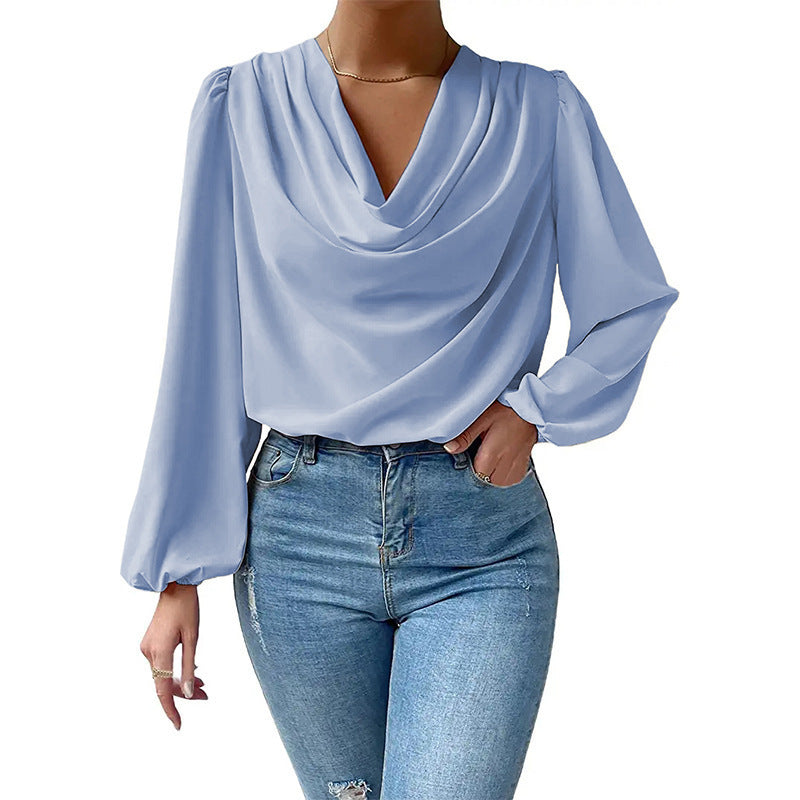 Briavoine® | Elegant Chiffon Blouse For Women With A Dove Ruffle And Long Sleeves