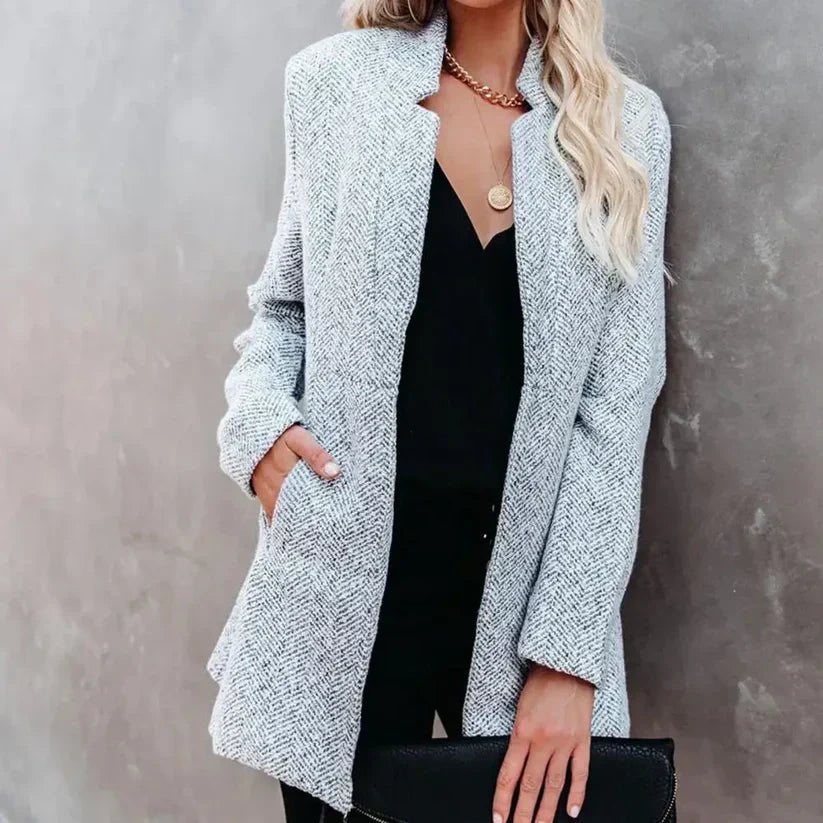 Dana® | Elegant gray mid-length blazer for women