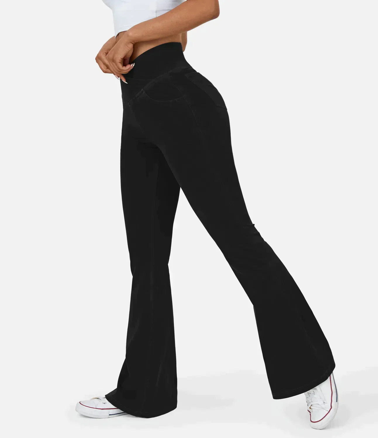 Aurora® | Women'S High-Waisted Retro Flare Pants With Crossover Waistband