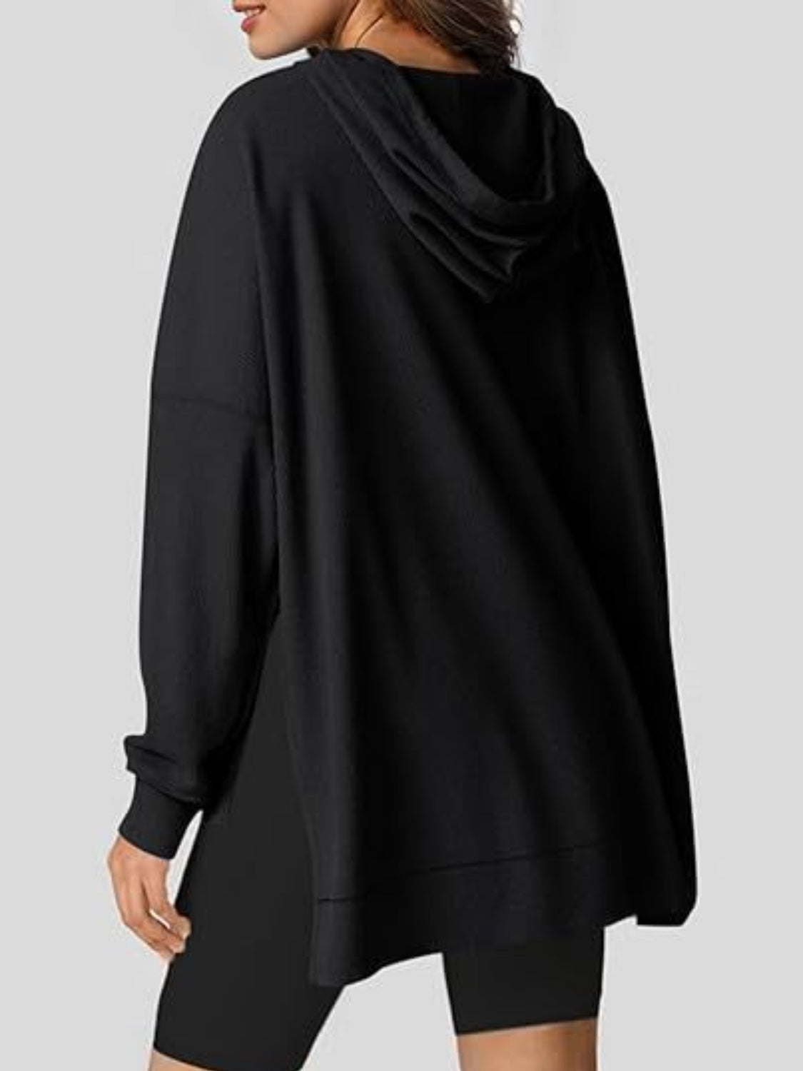 Eleonora® | Long sleeve hoodie with drawstring and slit