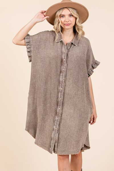 Brenda® | Mini cotton gauze shirt dress