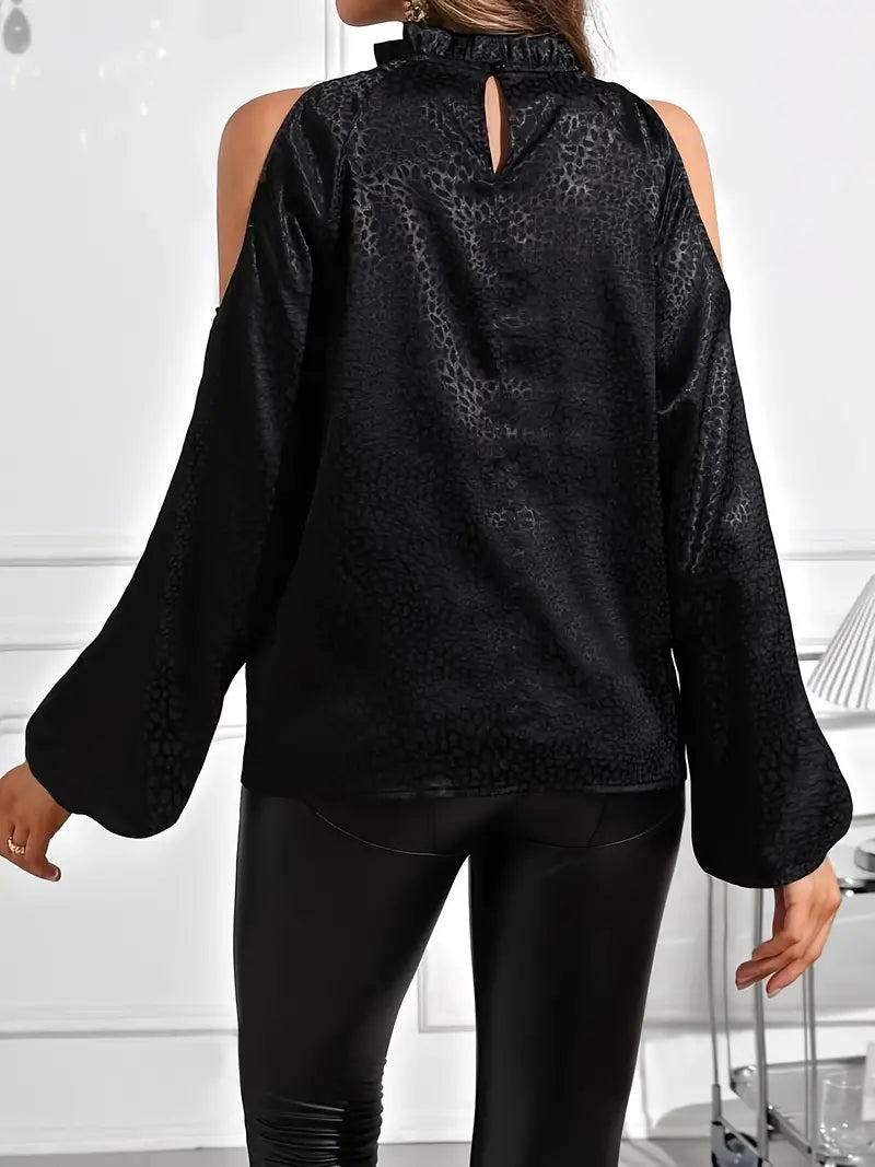 Brownstein® | Lantern Stylish Leopard Print Cold Shoulder Blouse