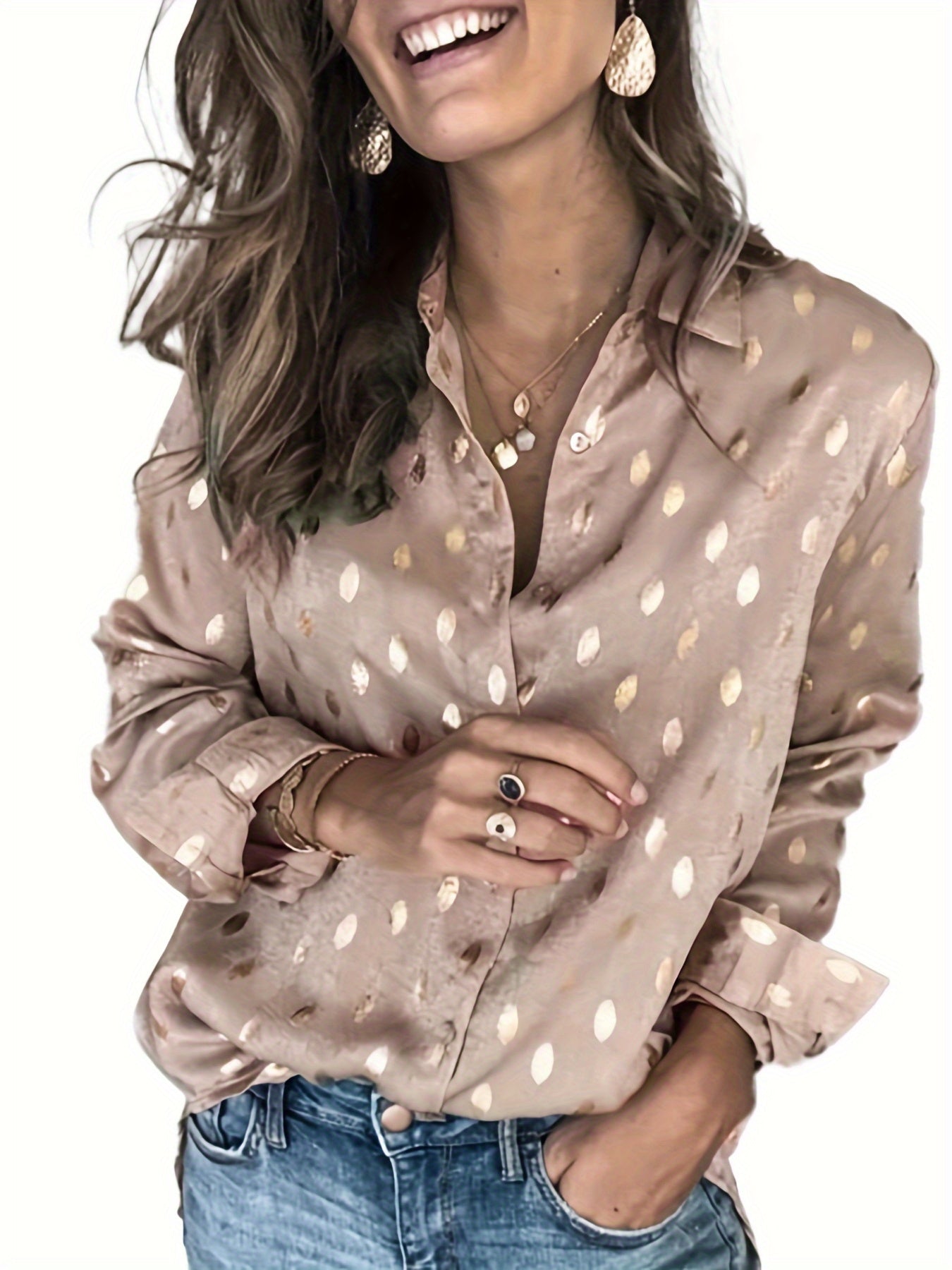 Breleigh® | Elegant Polka Dot Blouse With Long Sleeves